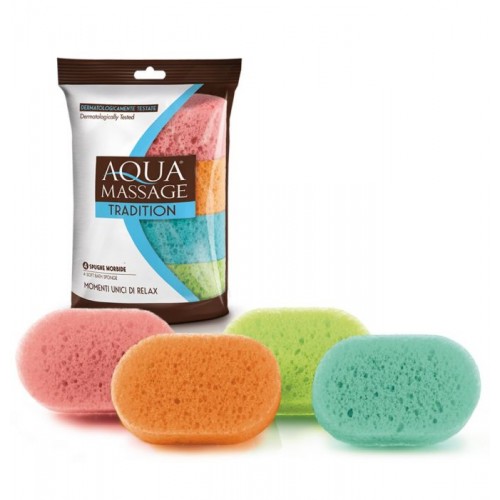 Aqua massage σφουγγάρια σε οικογενειακή συσκευασία No 6014 - 4 τεμάχια 
